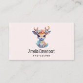 Schattigee Baby Herten met geweien en bloemen Visitekaartje (Voorkant)