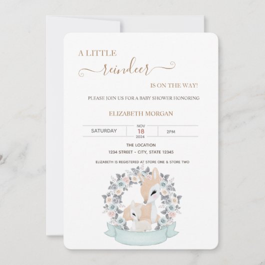 Schattigee Baby Herten Rozen Baby shower Kaart (Voorkant)