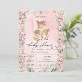 Schattigee Baby Herten Rozen Border Baby shower Kaart (Staand voorkant)