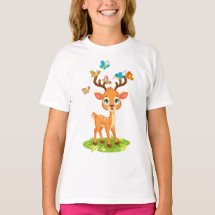 Schattigee Baby herten spelen met Butterfles-23475 T-shirt