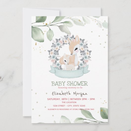 Schattigee Baby herten sterren bladeren Baby showe Kaart (Voorkant)