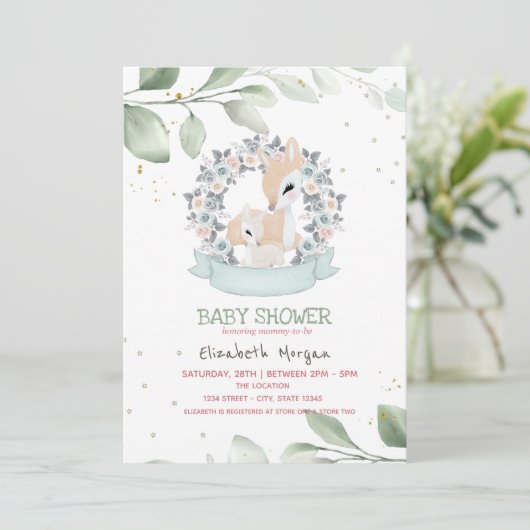 Schattigee Baby herten sterren bladeren Baby showe Kaart (Staand voorkant)