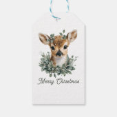 Schattigee Baby Herten Vrolijk Kerstfeest - Waterv Cadeaulabel (Achterkant)