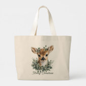 Schattigee Baby Herten Vrolijk Kerstfeest - Waterv Grote Tote Bag (Achterkant)