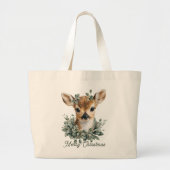 Schattigee Baby Herten Vrolijk Kerstfeest - Waterv Grote Tote Bag (Voorkant)