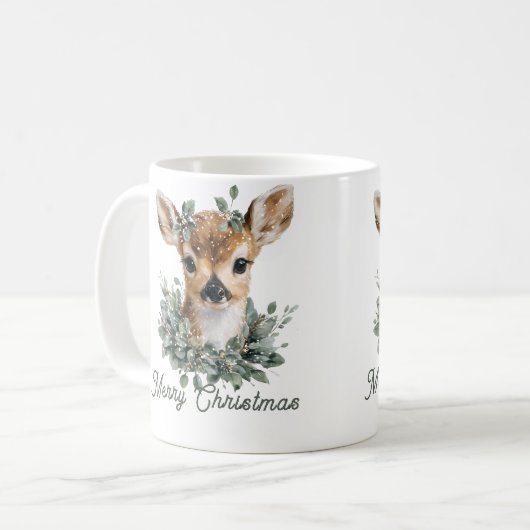 Schattigee Baby Herten Vrolijk Kerstfeest - Waterv Koffiemok (Voorkant links)