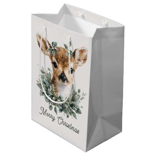 Schattigee Baby Herten Vrolijk Kerstfeest - Waterv Medium Cadeauzakje (Achterkant Gekanteld)