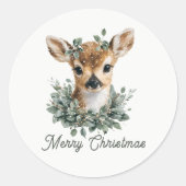 Schattigee Baby Herten Vrolijk Kerstfeest - Waterv Ronde Sticker (Voorkant)