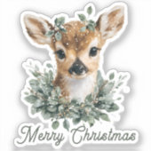 Schattigee Baby Herten Vrolijk Kerstfeest - Waterv Sticker (Voorkant)