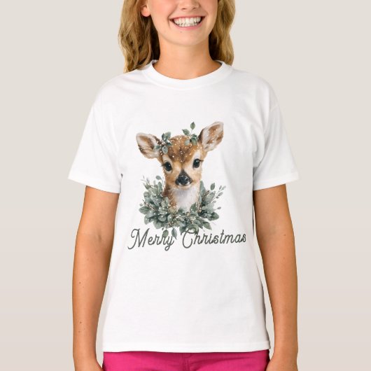 Schattigee Baby Herten Vrolijk Kerstfeest - Waterv T-shirt (Voorkant)