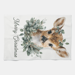 Schattigee Baby Herten Vrolijk Kerstfeest - Waterv Theedoek