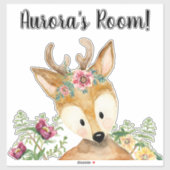 Schattigee Baby Herten Waterverf Boho Bloemen Kwek Sticker (Vel)