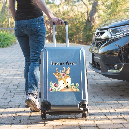 Schattigee Baby Herten Waterverf Boho Bloemen Kwek Sticker (Koffer Insitu)