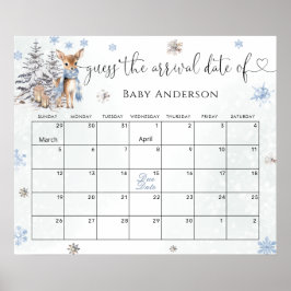 Schattigee Baby Herten Winter Raad de vervaldatum  Poster
