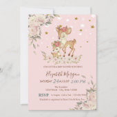 Schattigee Baby Hertenbloemen, Sterren Baby shower Kaart (Voorkant)