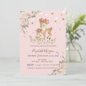 Schattigee Baby Hertenbloemen, Sterren Baby shower Kaart (Staand voorkant)