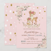 Schattigee Baby Hertenbloemen, Sterren Baby shower Kaart (Voorkant / Achterkant)