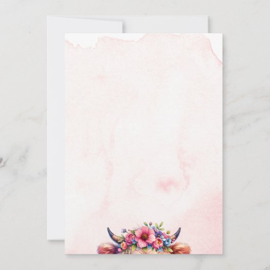 Schattigee Baby Highland Koe Baby shower uitnodigi (Achterkant)