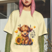 Schattigee Baby Highland Koe en Zonnebloem Western T-shirt