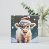 Schattigee baby Highland Koe in de sneeuw (Staand voorkant)