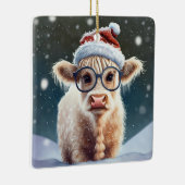 Schattigee baby Highland Koe in de sneeuw Keramisch Ornament (Rechts)