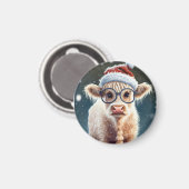 Schattigee baby Highland Koe in de sneeuw Magneet (Voorkant / Achterkant)