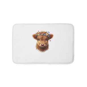 Schattigee Baby Highland Koe met bloemenkalf Badmat