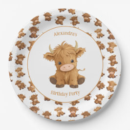 Schattigee Baby Highland Koe Papier Borden Papieren Bordje