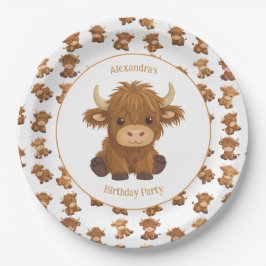 Schattigee Baby Highland Koe Papier Borden Papieren Bordje
