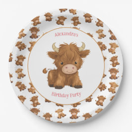 Schattigee Baby Highland Koe Papier Borden Papieren Bordje