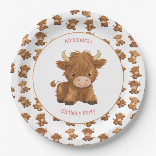 Schattigee Baby Highland Koe Papier Borden Papieren Bordje (Voorkant)