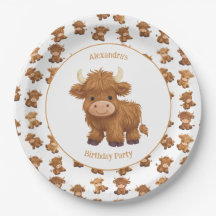 Schattigee Baby Highland Koe Papier Borden