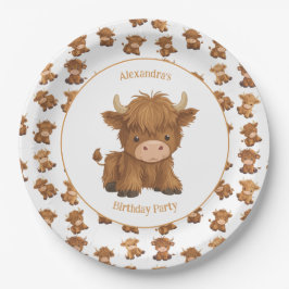Schattigee Baby Highland Koe Papier Borden Papieren Bordje