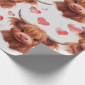 Schattigee Baby Highland Koe Valentijn Hartpatroon Cadeaupapier (Hoek)