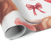 Schattigee Baby Highland Koe Valentijn Hartpatroon Cadeaupapier (Rol Hoek)