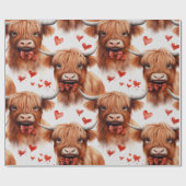 Schattigee Baby Highland Koe Valentijn Hartpatroon Cadeaupapier (Vlak)