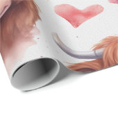 Schattigee Baby Highland Koe Valentijn Hartpatroon Cadeaupapier (Rol Hoek)