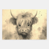 Schattigee Baby Highland Koe Valentijn Hearts 2 Inpakpapier Vel (Voorkant 2)