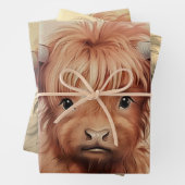 Schattigee Baby Highland Koe Valentijn Hearts 2 Inpakpapier Vel (In situ)