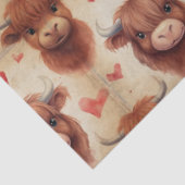 Schattigee Baby Highland Koe Valentijn Hearts Patt Tissuepapier (Detail)