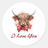 Schattigee Baby Highland Koe Valentijns gepersonal Ronde Sticker (Voorkant)