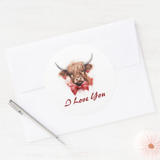Schattigee Baby Highland Koe Valentijns gepersonal Ronde Sticker (Envelop)