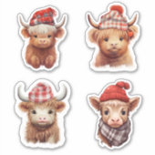 Schattigee Baby Highland Koe Valentijnsdag Sticker (Voorkant)
