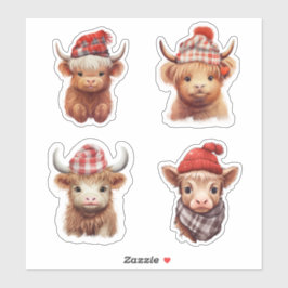 Schattigee Baby Highland Koe Valentijnsdag Sticker