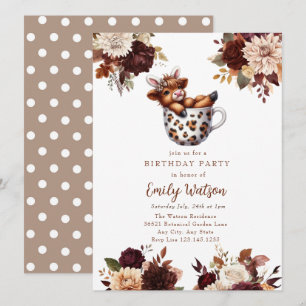 Schattigee Baby Highland Koe   Verjaardagstheefees Kaart