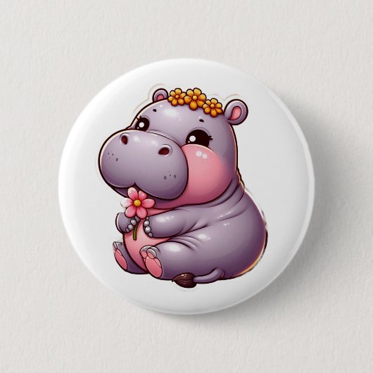 Schattigee Baby Hippo Button (Voorkant)