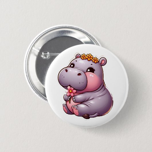 Schattigee Baby Hippo Button (Voorkant /achterkant)