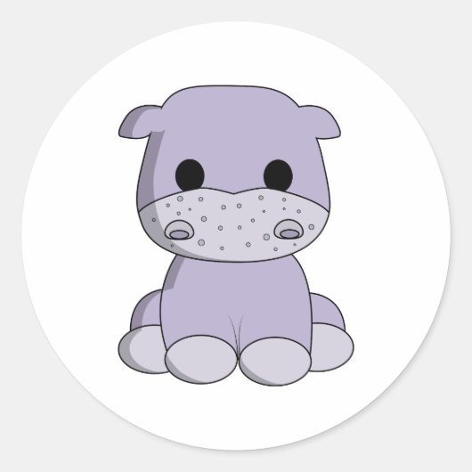 Schattigee baby hippo cartoon kinder stickers (Voorkant)
