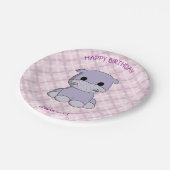 Schattigee baby hippo cartoon verjaardagsmeisjes papieren bordje (Gekanteld)