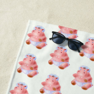 Schattigee Baby Hippo Funny Beach Handdoek